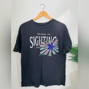 Zara B/W Women’s Black New Mexico Graphic Tee Size Small